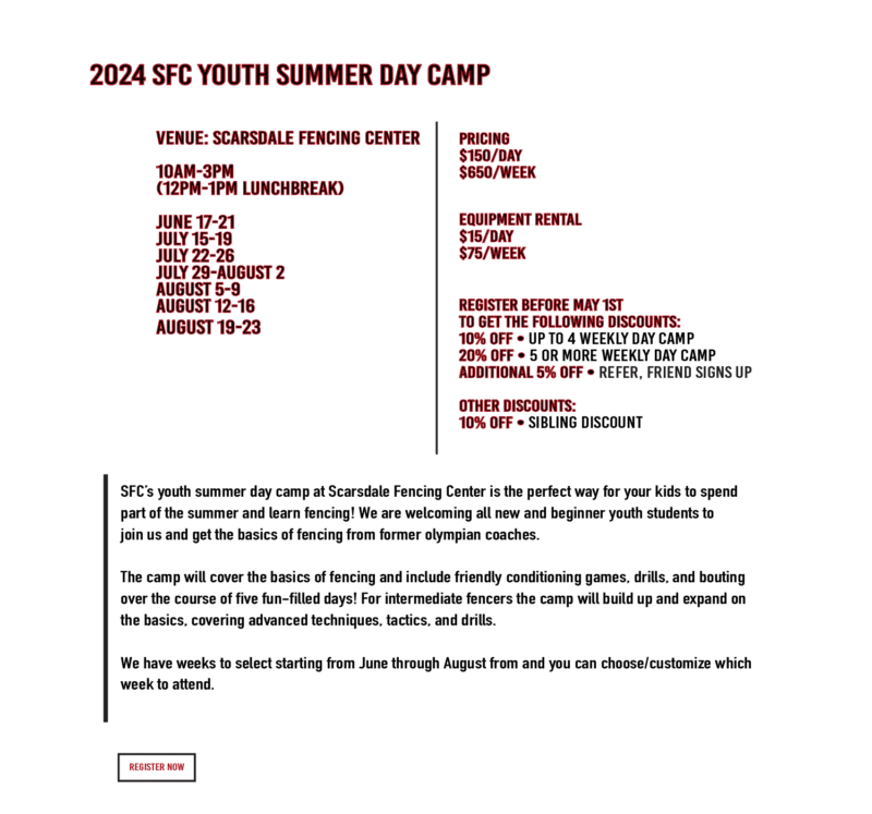 Fencing Camp Near Me, Fencing Summer Camp NYC, Fencing Camps 2023